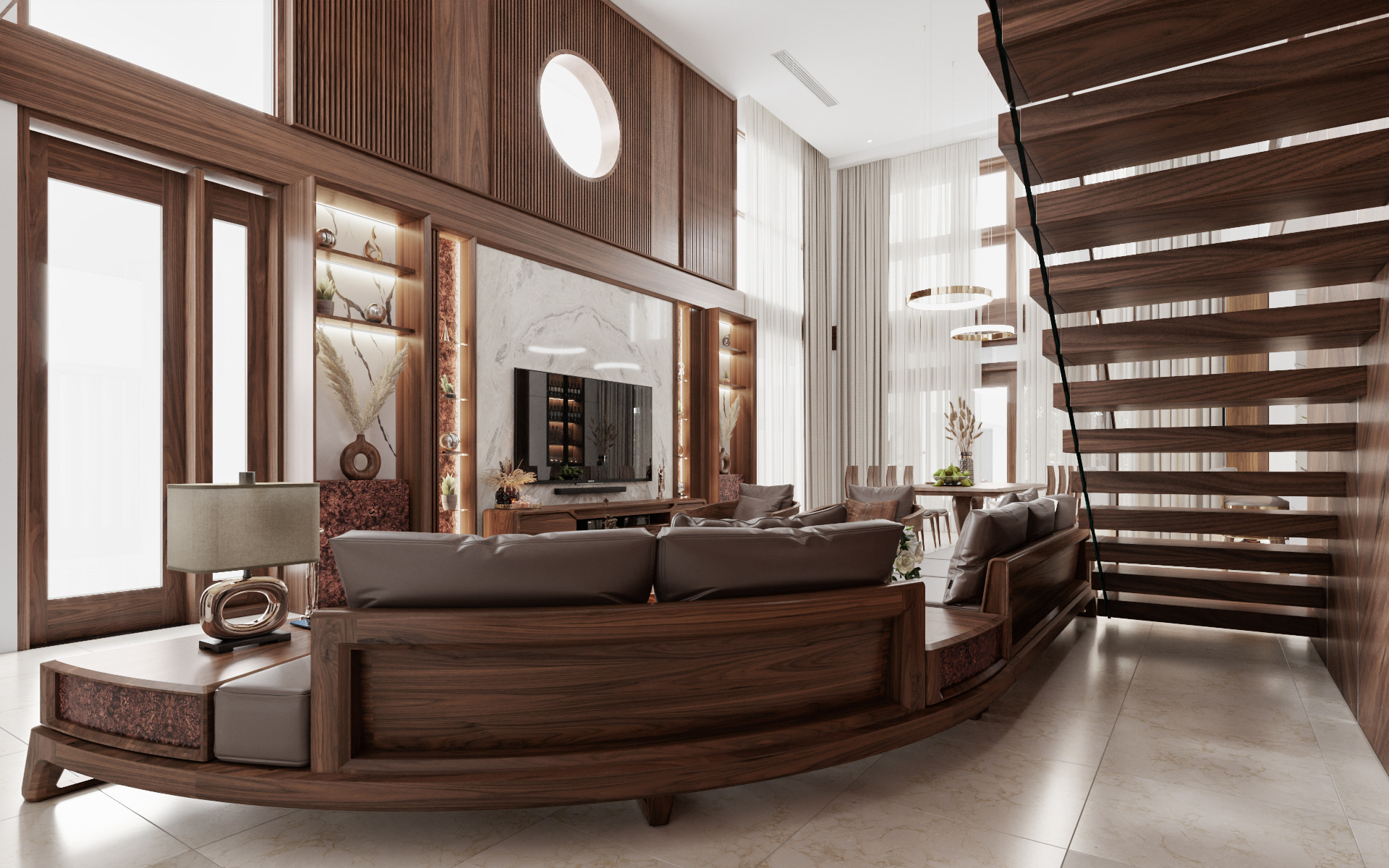 Warm modern family living reference